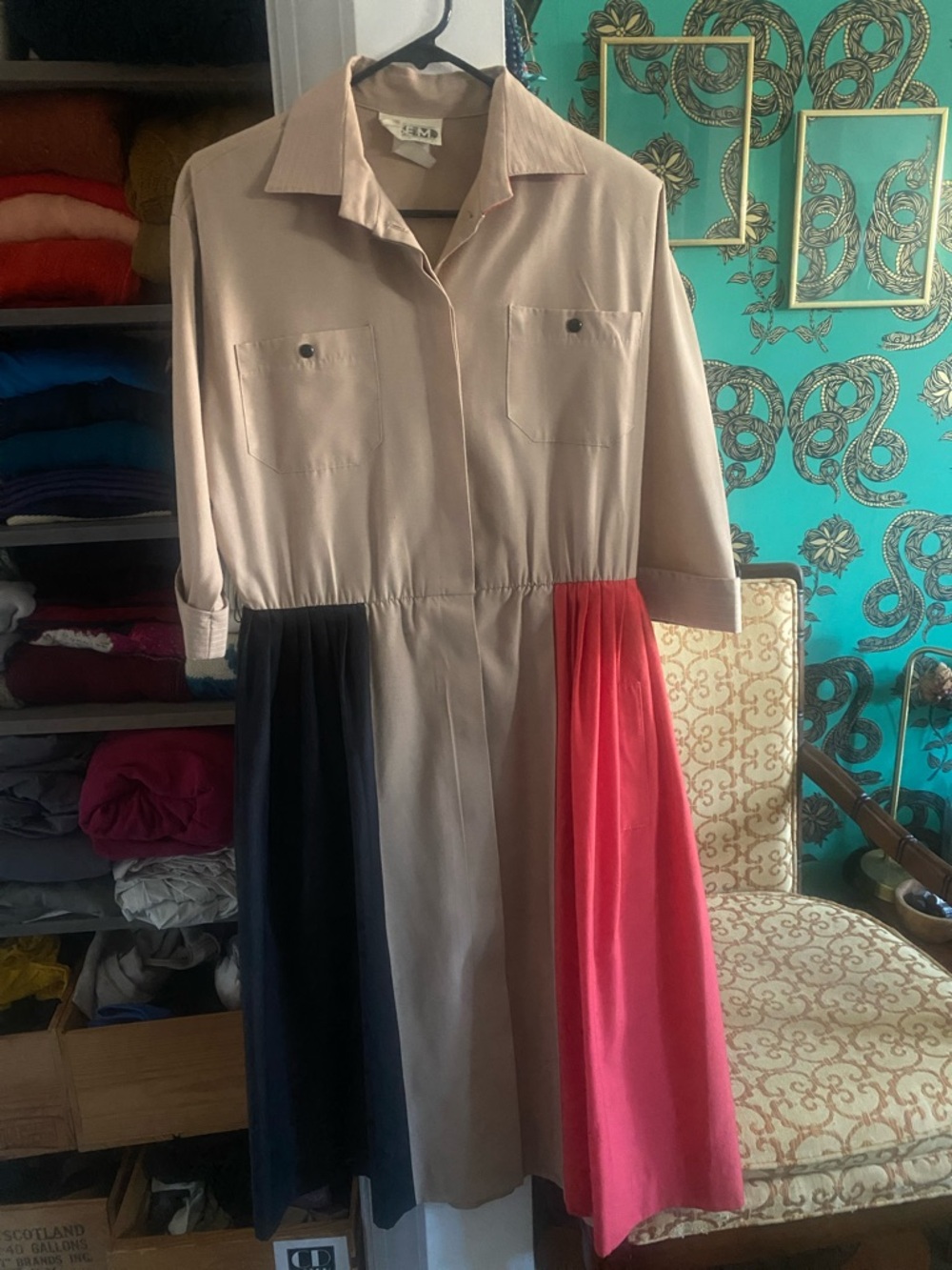 Vintage Colorblock Shirtdress